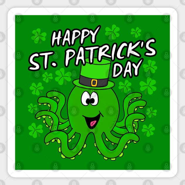 Happy St. Patrick's Day 2022 Octopus Wildlife Lover Magnet by doodlerob